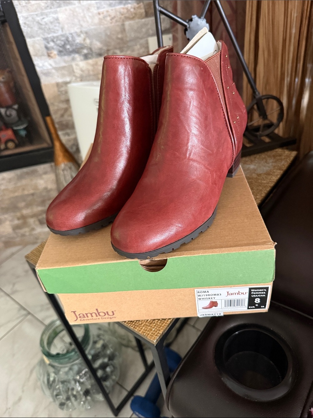Jambu Women's Wine Red Ankle Booties with Side Zip